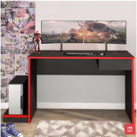 Mesa Gamer Gothan para 2 Monitores 1 Gaveta Grafite/Vermelho - Pnr Móveis Mesa Gamer Gothan para 2 Monitores 1 Gaveta Grafite/Vermelho - Pnr Móveis