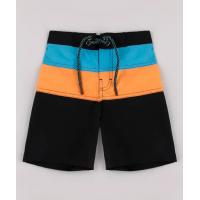 Bermuda Surf Infantil Blueman Color Block com Bolso Preta Bermuda Surf Infantil Blueman Color Block com Bolso Preta