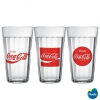 Conjunto de Copos Americano Coca-Cola em Vidro Sodacal 450 ml com 03 Peças - Nadir Figueredo Conjunto de Copos Americano Coca-Cola em Vidro Sodacal 450 ml com 03 Peças - Nadir Figueredo