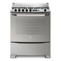 Fogão 5 Bocas Electrolux Prata Automático com Grill e Tripla Chama (76GSR) Fogão 5 Bocas Electrolux Prata Automático com Grill e Tripla Chama (76GSR)