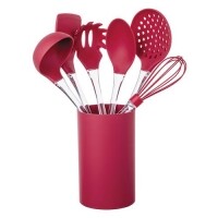 Kit Utensílios Euro Home 7 Peças Silicone C/ Cabo Acrílico Vermelho Kit Utensílios Euro Home 7 Peças Silicone C/ Cabo Acrílico Vermelho