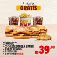 2 Rodeio + 2 Chs B + 2 FR + 1 BK Balde + 6 BK Chicken 2 Rodeio + 2 Chs B + 2 FR + 1 BK Balde + 6 BK Chicken