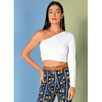 Cropped Branca um Ombro Só Tam G Cropped Branca um Ombro Só Tam G