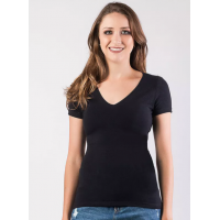 Blusa Feminina Básica em Malha de Algodão com Elastano Folha - Hering Blusa Feminina Básica em Malha de Algodão com Elastano Folha - Hering