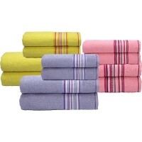 Kit Jogo de Banho Acqua Amarelo Rosa e Lilás - 12 Peças Kit Jogo de Banho Acqua Amarelo Rosa e Lilás - 12 Peças