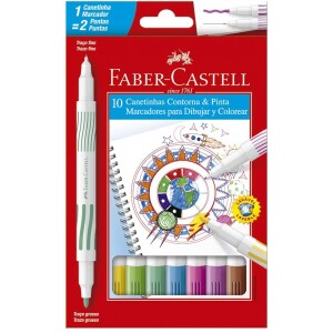Caneta Hidrográfica Ponta Dupla Faber-Castell Contorna & Pinta 15.0110DUO 10 Cores Caneta Hidrográfica Ponta Dupla Faber-Castell Contorna & Pinta 15.0110DUO 10 Cores