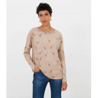 Blusa Manga Longa com Estampa Girafas Marrom Blusa Manga Longa com Estampa Girafas Marrom