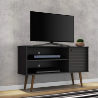 Rack para TV até 42 Polegadas 1 Porta Retrô Jade Móveis Bechara Preto Rack para TV até 42 Polegadas 1 Porta Retrô Jade Móveis Bechara Preto