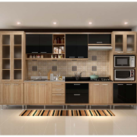 Cozinha Sicília 8 Peças Argila Acetinada e Preto Multimoveis Cozinha Sicília 8 Peças Argila Acetinada e Preto Multimoveis