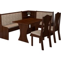 Conjunto de Mesa de Jantar Canto Alemanha Tabaco/Suede Canela + Cadeira Star - Viero Móveis Conjunto de Mesa de Jantar Canto Alemanha Tabaco/Suede Canela + Cadeira Star - Viero Móveis