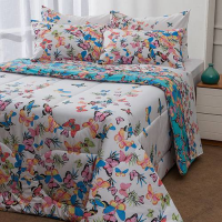 Enxoval Cama Solteiro Papillon Azul 5 Peças 100% Algodão - Casa & Conforto Enxoval Cama Solteiro Papillon Azul 5 Peças 100% Algodão - Casa & Conforto