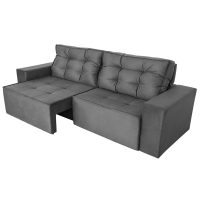 Sofá 4 Lugares Argos 2,30 mt Retrátil e Reclinável Grafite - Rifletti Sofá 4 Lugares Argos 2,30 mt Retrátil e Reclinável Grafite - Rifletti