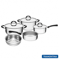 Jogo de Panelas em Aço Inox com 05 Peças Duo Silicone - Tramontina Jogo de Panelas em Aço Inox com 05 Peças Duo Silicone - Tramontina