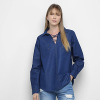 Camisa Manga Longa Malwee Feminina - Azul Camisa Manga Longa Malwee Feminina - Azul