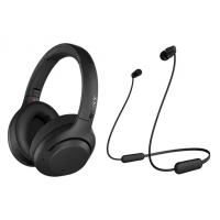 Kit Fones Sony com Noise cancelling WH-XB900N + intra-auriculares sem fio WI-C200 Kit Fones Sony com Noise cancelling WH-XB900N + intra-auriculares sem fio WI-C200