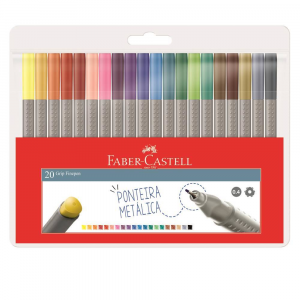 Caneta Hidrográfica Faber-Castell Grip Finepen 0.4 c/20 Cores Escritório Caneta Hidrográfica Faber-Castell Grip Finepen 0.4 c/20 Cores Escritório