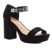 Sandália Shoestock Meia Pata Cetim Pedraria Feminina Sandália Shoestock Meia Pata Cetim Pedraria Feminina