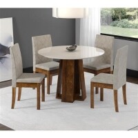 Conjunto Mesa Sonetto Styllo com 4 Cadeiras Cristal - Rústico/Off White Conjunto Mesa Sonetto Styllo com 4 Cadeiras Cristal - Rústico/Off White