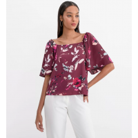 Blusa Estampada com Mangas Amplas - Feminino Blusa Estampada com Mangas Amplas - Feminino