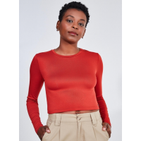 Blusa Cropped Básica Manga Longa Vermelha Blusa Cropped Básica Manga Longa Vermelha