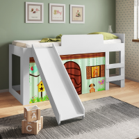 Cama Infantil Art In Móveis Diversão Com Escorregador Branca Cama Infantil Art In Móveis Diversão Com Escorregador Branca