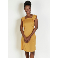 Vestido Mostarda com Babados e Amarração - Queima de Estoque - Tam P Vestido Mostarda com Babados e Amarração - Queima de Estoque - Tam P