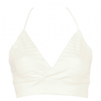 Top Cropped Transpassado Em Malha De Algodão - Off white Top Cropped Transpassado Em Malha De Algodão - Off white