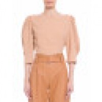Blusa Feminina Cropped Crepe Iorane - Bege Tam 42 Blusa Feminina Cropped Crepe Iorane - Bege Tam 42