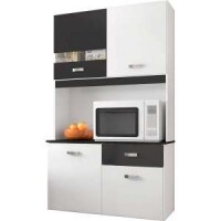 Cozinha Compacta 4 Portas e 1 Gaveta Lili - Poquema - Branco / Preto Cozinha Compacta 4 Portas e 1 Gaveta Lili - Poquema - Branco / Preto