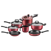 Jogo de Panelas 7 Peças Antiaderente Trevalla Gourmet com Panela de Pressão Cereja Jogo de Panelas 7 Peças Antiaderente Trevalla Gourmet com Panela de Pressão Cereja