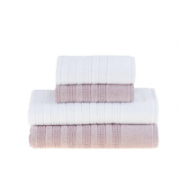 Conjunto de Toalhas de Banho com 04 Peças Elegant Branco e Rosa - Buddemeyer Conjunto de Toalhas de Banho com 04 Peças Elegant Branco e Rosa - Buddemeyer