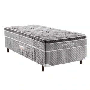 Cama Box Conjugada Solteiro Herval Nature com Pillow Inn e Molas Bonnel 56x88x188 cm - Cinza/Branco Floral Cama Box Conjugada Solteiro Herval Nature com Pillow Inn e Molas Bonnel 56x88x188 cm - Cinza/Branco Floral