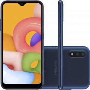 Smartphone Samsung Galaxy A01 32GB 2GB RAM Tela Infinita de 5.7 Câmera Dupla Traseira Azul Smartphone Samsung Galaxy A01 32GB 2GB RAM Tela Infinita de 5.7 Câmera Dupla Traseira Azul