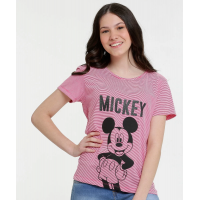 Blusa Juvenil Listrada Mickey Manga Curta Disney Blusa Juvenil Listrada Mickey Manga Curta Disney