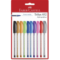 Canetas Trilux Colors Faber-Castell, Multicor - 10 unidades Canetas Trilux Colors Faber-Castell, Multicor - 10 unidades