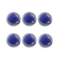 Jogo de Xícaras para Café em Cerâmica Bege e Azul 12 Peças Biona Donna 22934 Jogo de Xícaras para Café em Cerâmica Bege e Azul 12 Peças Biona Donna 22934
