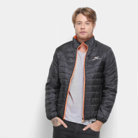 Jaqueta Puffer Ninety Eight Nylon Masculina - Preto e Laranja Jaqueta Puffer Ninety Eight Nylon Masculina - Preto e Laranja