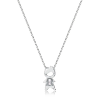 Colar com Pingente de Menino e Zircônias Brancas Folheado em Ródio Branco Colar com Pingente de Menino e Zircônias Brancas Folheado em Ródio Branco
