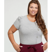 Blusa Feminina Botões Plus Size Manga Curta - Marisa Blusa Feminina Botões Plus Size Manga Curta - Marisa