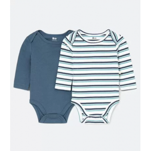 Kit com 2 Bodys Infantil Liso e Listrado - Tam 9 a 12M Kit com 2 Bodys Infantil Liso e Listrado - Tam 9 a 12M