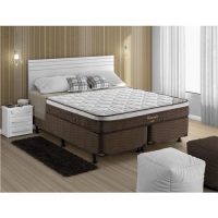 Cama Box Queen Size + Colchão Ortobom Magnyfic com Ortopillow e Molas Super Pocket 65x158x198 cm - Bege/Marrom Cama Box Queen Size + Colchão Ortobom Magnyfic com Ortopillow e Molas Super Pocket 65x158x198 cm - Bege/Marrom