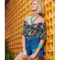 Blusa Feminina Amarração Folhas Manga 3/4 Marisa Blusa Feminina Amarração Folhas Manga 3/4 Marisa
