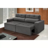 Sofá 4 Lugares Triunfo Retrátil e Reclinável 2,20m Suede Amassado Cinza Sofá 4 Lugares Triunfo Retrátil e Reclinável 2,20m Suede Amassado Cinza