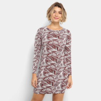 Vestido Manga Longa Flora Zuu Penas - Estampado Vestido Manga Longa Flora Zuu Penas - Estampado
