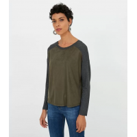 Blusa Manga Longa com Recorte em Viscose Verde Blusa Manga Longa com Recorte em Viscose Verde