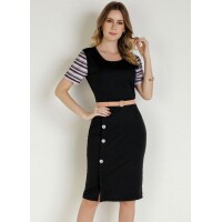 Vestido com Botões Preto Moda Evangélica Vestido com Botões Preto Moda Evangélica