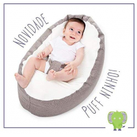 Puff Ninho Baby Pil Cinza com Bege Médio Puff Ninho Baby Pil Cinza com Bege Médio