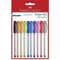 Caneta Esferográfica Colorida Faber-Castell Trilux Colors SM/032ESC10 10 Cores Caneta Esferográfica Colorida Faber-Castell Trilux Colors SM/032ESC10 10 Cores