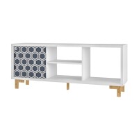Rack Trama BR 33-170 para TV até 50 Branca e Cacau 1 Porta BRV Móveis Rack Trama BR 33-170 para TV até 50 Branca e Cacau 1 Porta BRV Móveis