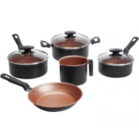 Jogo de Panelas Tramontina Antiaderente - Bronze e Preto 5 Peças Turquia 27899/104 Jogo de Panelas Tramontina Antiaderente - Bronze e Preto 5 Peças Turquia 27899/104
